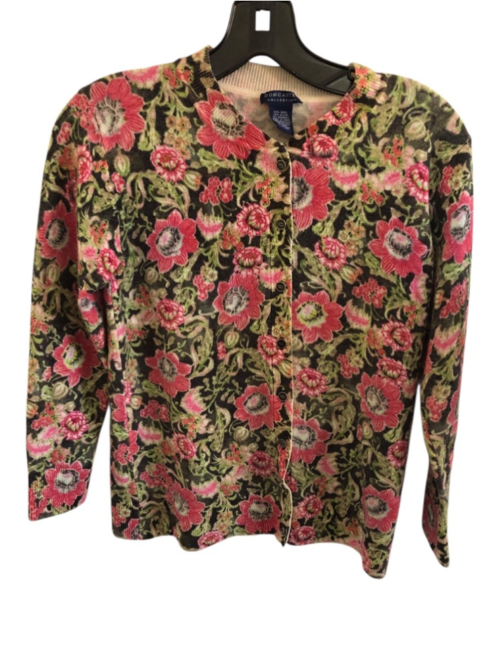 Sz S Doncaster Collection Floral Cardigan Wool Blend Tapestry Vintage Botanical